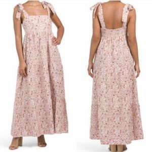 House of Harlow 1960 Tie-Strap Linen Blend Maxi Dress